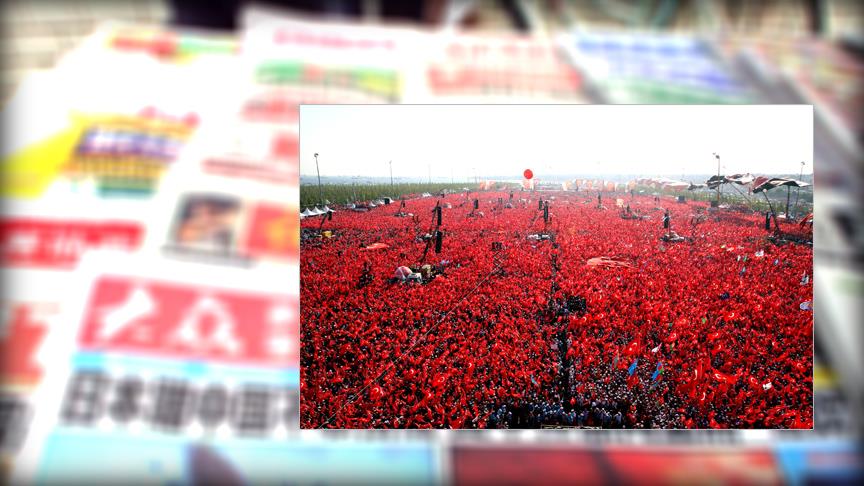"Demokrasi ve Şehitler Mitingi" Uzak Doğu basınında geniş yer buldu