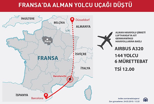 Almanya uçağı Fransa'da düştü