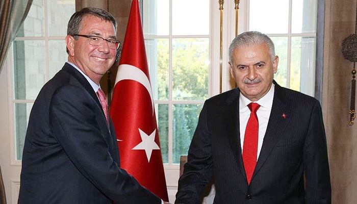 Yıldırım ABD Savunma Bakanı Carter'ı kabul etti