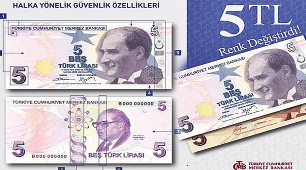 Mor 5 liralar tedavüle çıkıyor