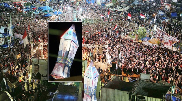 Adeviyye Meydanı'na Erdoğan fotoğrafı