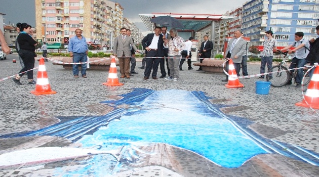 Kayseri'de kaldırımlar üç boyutlu resimlerle süsleniyor