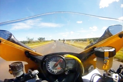 Saatte 250 km hızla giden motosiklette yılan şoku!