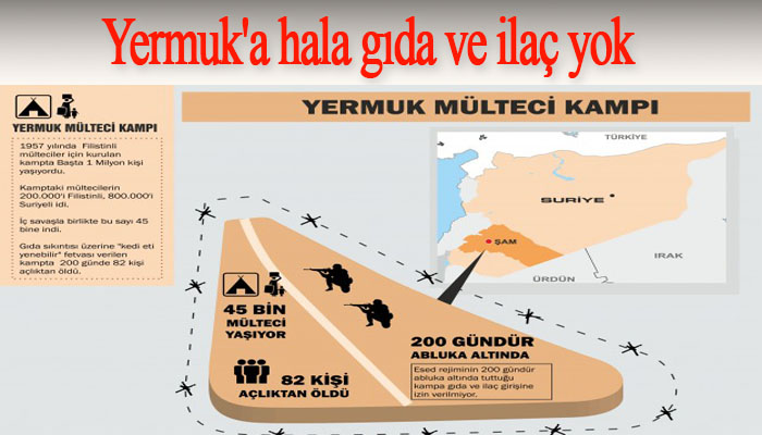 Yermuk'a hala gıda ve ilaç yok