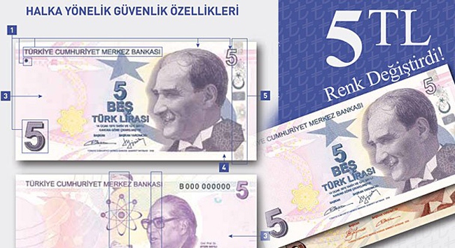 Ve mor 5 liralar piyasada