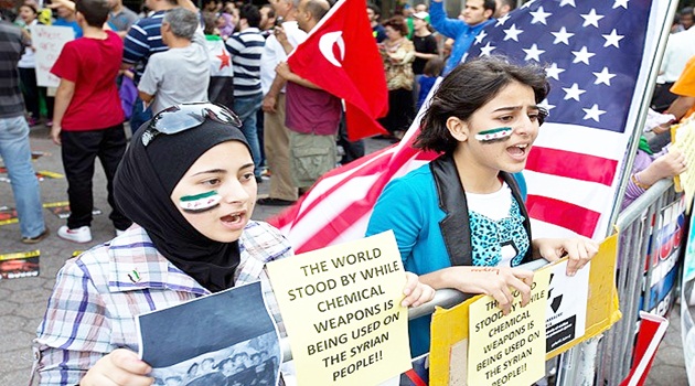 BM binası önünde Suriye protestosu
