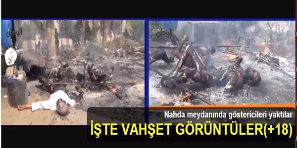 Nahda meydanında göstericileri yaktılar