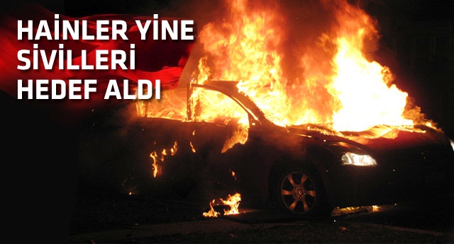 Teröristler yol kesip 12 aracı yaktı