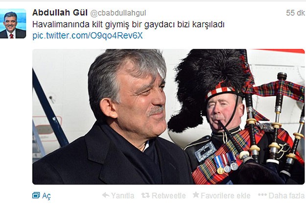 Gül İskoçya ziyaretinin detaylarını Twitter'da paylaştı