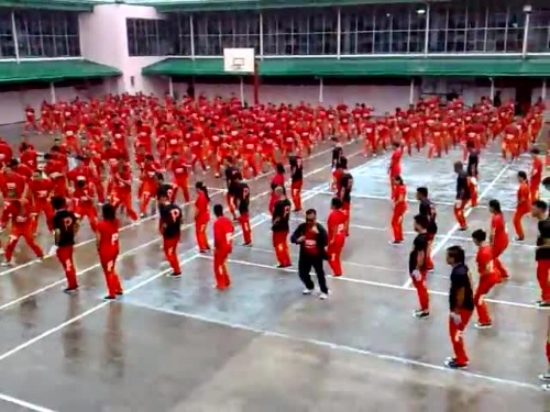 Bin mahkum, aynı anda Gangnam Style dansı yaptı
