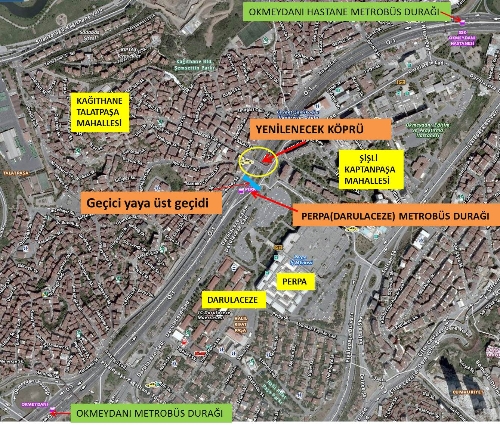 Darülaceze metrobüs üst geçidi 10 gün kapanacak
