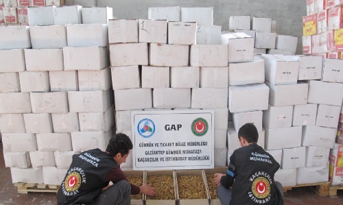 Gaziantep'te 7 ton kaçak ceviz içi ele geçirildi