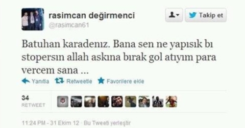 Ofspor'lu Rasimcan'ın 'tweet'i ortalığı karıştırdı