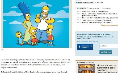 RTÜK'ün ''The Simpsons'' cezası Belçika medyasında